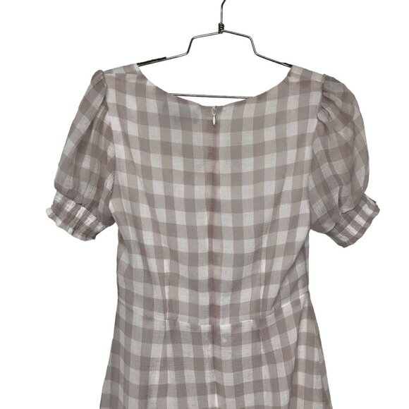 Lulus Womens Dress Small Soft Side of Mauve Zip Back Puff Sleeves - Picture 6 of 9